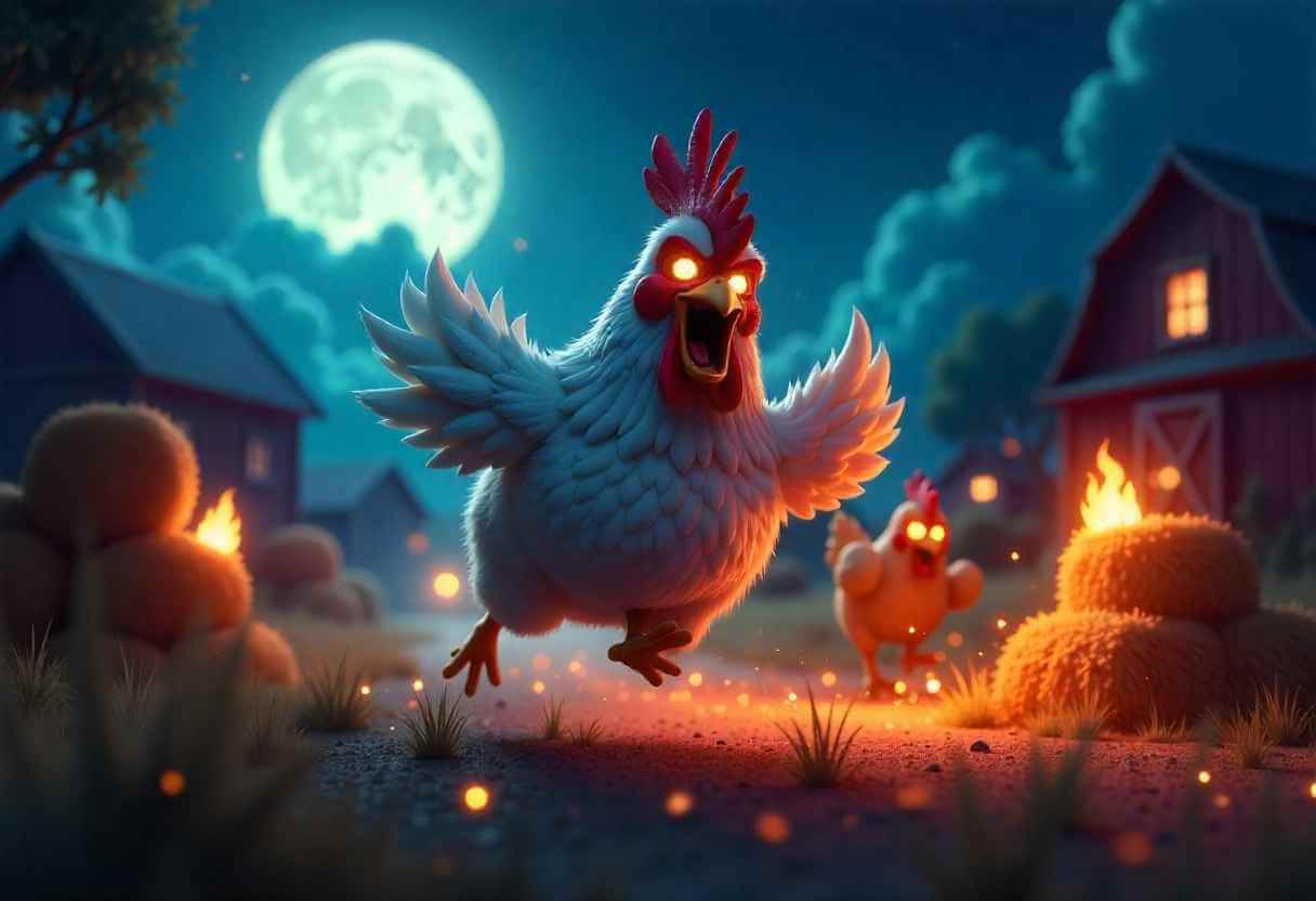 Proud chicken wearing a medal for achievements