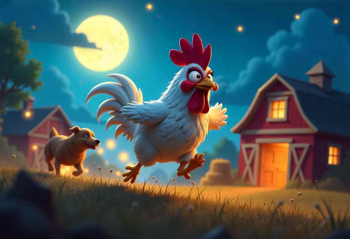 Night forest path with a fence and a lurking wolf